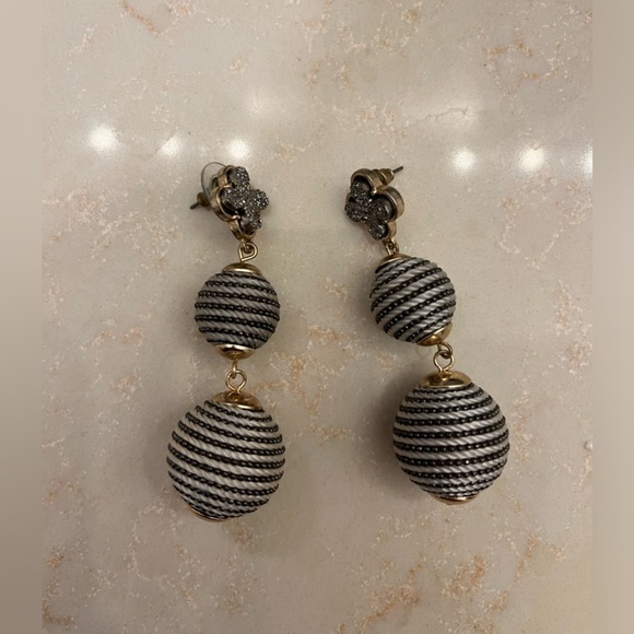 Thread Ball Druzy Clover Stripe Ball Gold Post Earrings - Picture 3 of 6